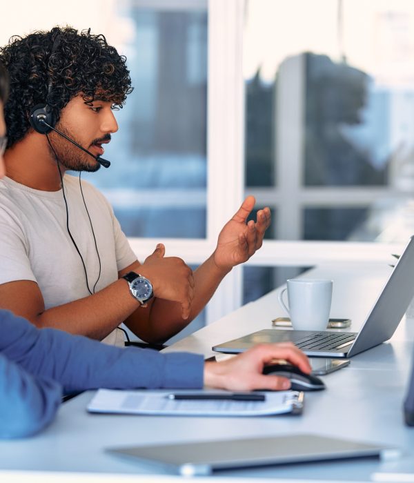 Male call center operators.
